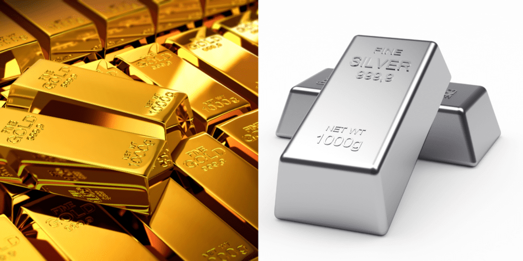 Silver and gold bars