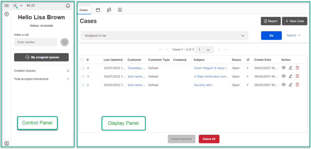 8x8 call center software interface