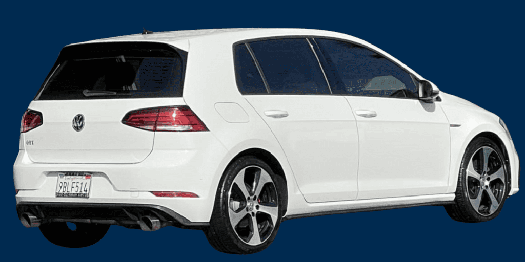 White 2018 Volkswagen Golf GTI S with a blue background