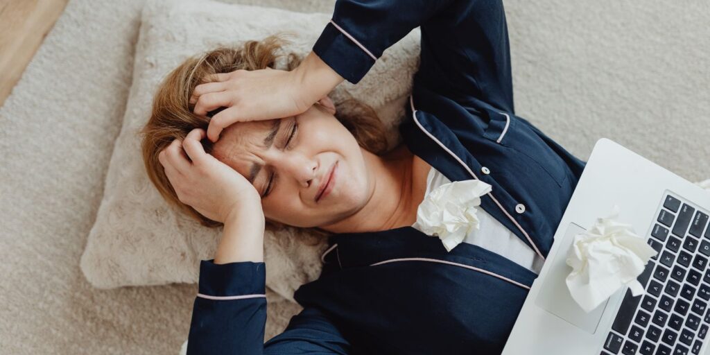 Stressed woman over finances